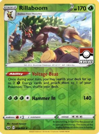 Rillaboom (Pokemon League) (014/202) [League & Championship Cards] Reverse Holofoil - Promo