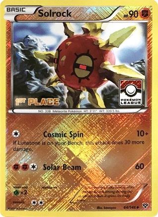 Solrock (Pokemon League) [1st Place] (64/146) [League & Championship Cards] Reverse Holofoil - Promo