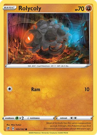 Rolycoly (105/192) [SWSH02 Rebel Clash] Reverse Holofoil - Common