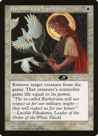 Swords to Plowshares (3rd Place) (Arena League) [Oversize Cards]