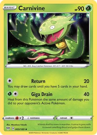 Carnivine (005/189) [SWSH03 Darkness Ablaze] Reverse Holofoil - Uncommon