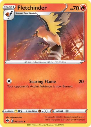 Fletchinder (031/189) [SWSH03 Darkness Ablaze] Reverse Holofoil - Uncommon