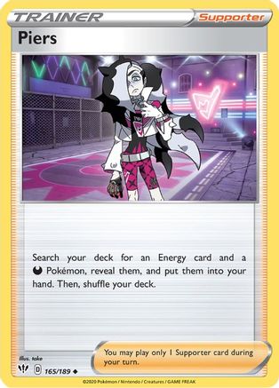Piers (165/189) [SWSH03 Darkness Ablaze] Reverse Holofoil - Uncommon