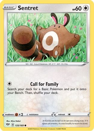 Sentret (135/189) [SWSH03 Darkness Ablaze] Reverse Holofoil - Common
