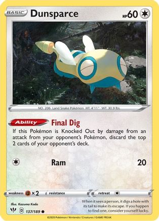 Dunsparce (137/189) [SWSH03 Darkness Ablaze] - Common