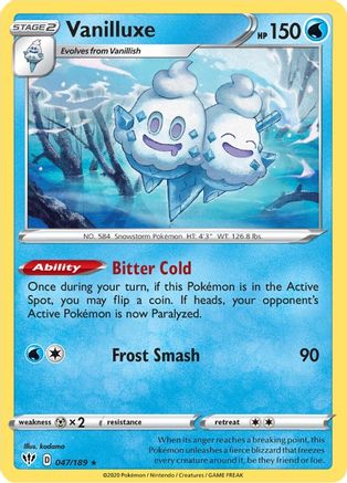 Vanilluxe (047/189) [SWSH03 Darkness Ablaze] Reverse Holofoil - Rare