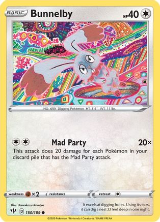 Bunnelby (150/189) [SWSH03 Darkness Ablaze] Reverse Holofoil - Common