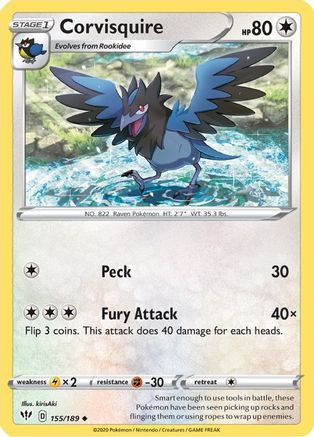 Corvisquire (155/189) [SWSH03 Darkness Ablaze] - Uncommon