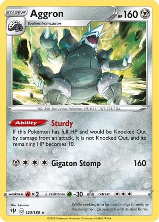 Aggron (123/189) [SWSH03 Darkness Ablaze] Reverse Holofoil - Holo Rare