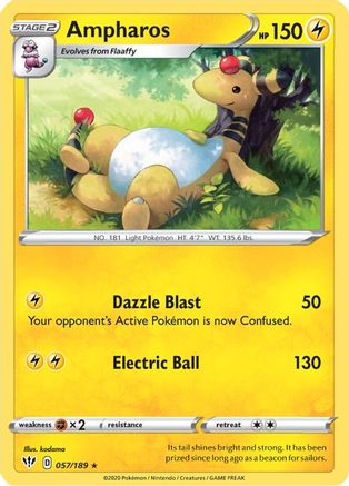Ampharos (057/189) [SWSH03 Darkness Ablaze] Reverse Holofoil - Rare
