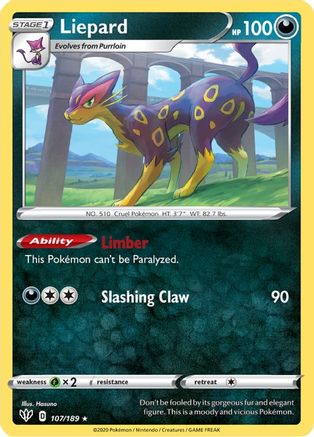 Liepard (107/189) [SWSH03 Darkness Ablaze] Reverse Holofoil - Rare