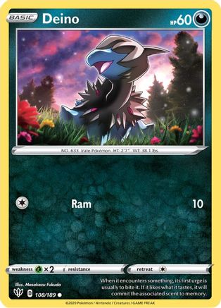 Deino (108/189) [SWSH03 Darkness Ablaze] Reverse Holofoil - Common