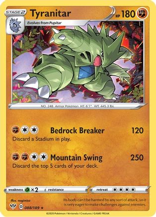 Tyranitar (088/189) [SWSH03 Darkness Ablaze] Holofoil - Holo Rare