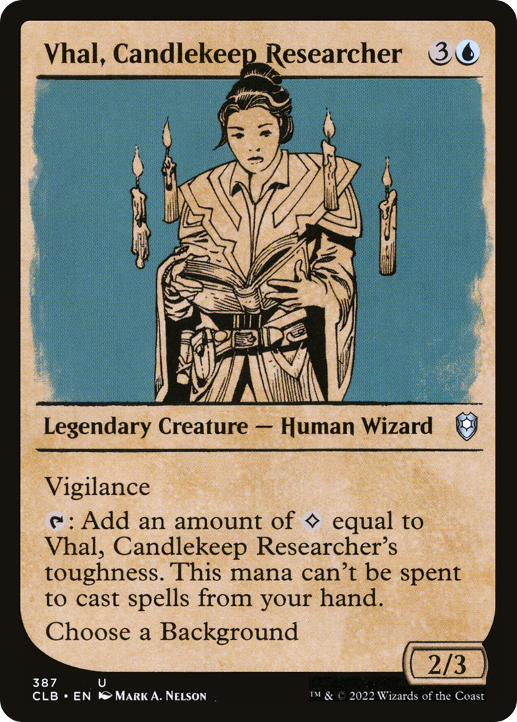 Vhal, Candlekeep Researcher (Showcase) (CLB-387) [Commander Legends: Battle for Baldur's Gate]