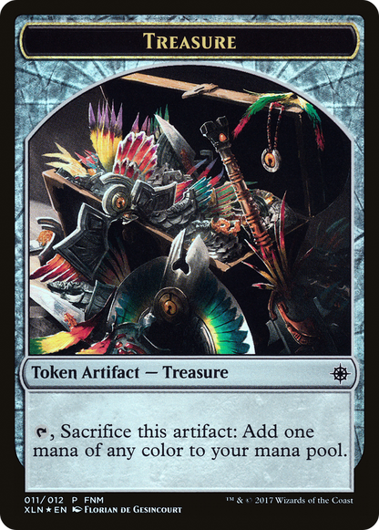 Dinosaur // Treasure (011) Token (FNM-011) [Friday Night Magic 2017] Foil