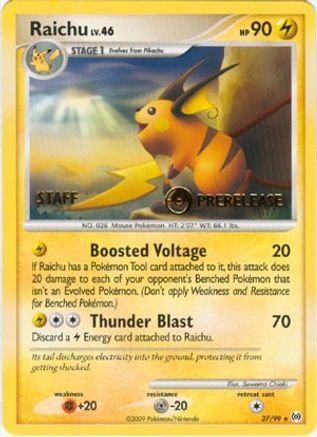 Raichu (Prerelease) [Staff] (27/99) [Nintendo Promos] - Promo