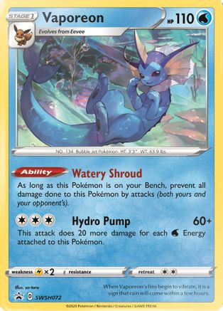Vaporeon (SWSH072/307) [SWSH Sword & Shield Promo Cards] Holofoil - Promo