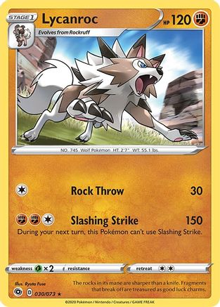 Lycanroc (030/73) [Champions Path] Holofoil - Holo Rare