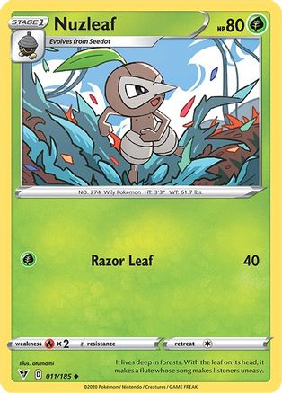 Nuzleaf (011/185) [SWSH04 Vivid Voltage] Reverse Holofoil - Uncommon