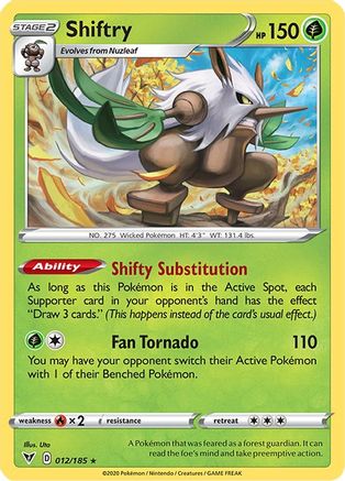 Shiftry (012/185) [SWSH04 Vivid Voltage] Reverse Holofoil - Rare
