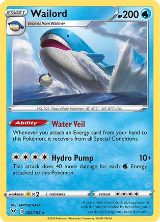 Wailord (032/185) [SWSH04 Vivid Voltage] Holofoil - Holo Rare