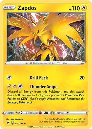 Zapdos (048/185) [SWSH04 Vivid Voltage] Reverse Holofoil - Holo Rare
