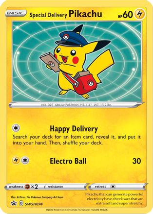 Special Delivery Pikachu - SWSH074 (SWSH074/307) [SWSH Sword & Shield Promo Cards] Holofoil - Promo