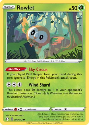 Rowlet (006/72) [Shining Fates] Reverse Holofoil - Common