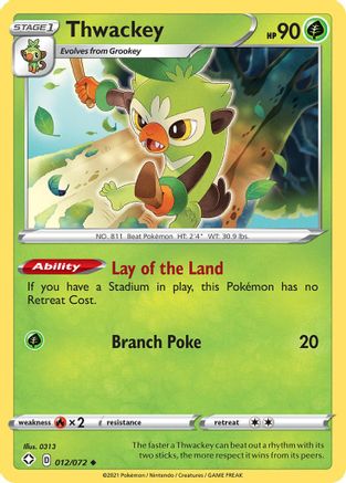 Thwackey (012/72) [Shining Fates] Reverse Holofoil - Uncommon