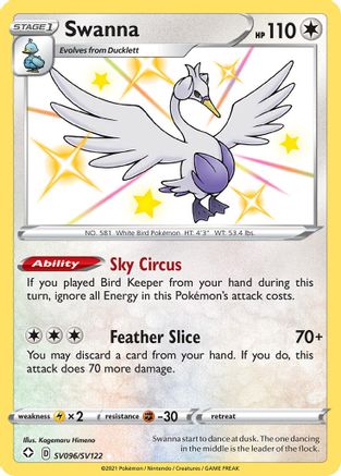 Swanna (SV096/122) [Shining Fates Shiny Vault] Holofoil - Shiny Holo Rare