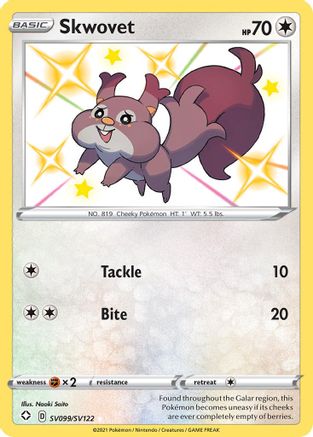 Skwovet (SV099/122) [Shining Fates Shiny Vault] Holofoil - Shiny Holo Rare