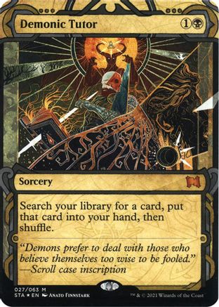 Demonic Tutor (Foil Etched) (STA-027) (Borderless) [Strixhaven Mystical Archive] Foil