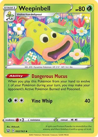 Weepinbell (002/163) [SWSH05 Battle Styles] Reverse Holofoil - Uncommon