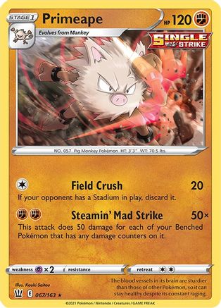 Primeape (067/163) [SWSH05 Battle Styles] Reverse Holofoil - Rare
