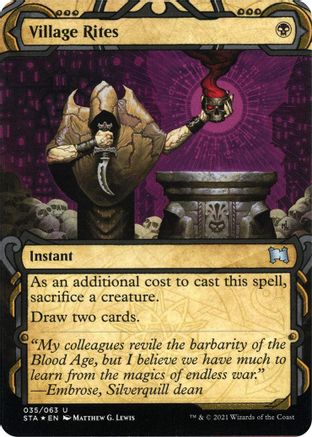 Village Rites (Foil Etched) (STA-035) (Borderless) [Strixhaven Mystical Archive] Foil