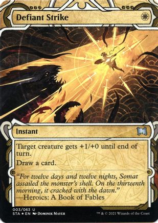 Defiant Strike (Foil Etched) (STA-003) (Borderless) [Strixhaven Mystical Archive] Foil