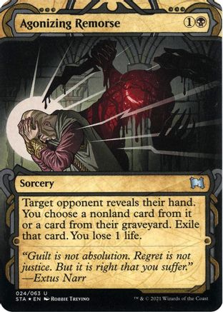 Agonizing Remorse (Foil Etched) (STA-024) (Borderless) [Strixhaven Mystical Archive] Foil