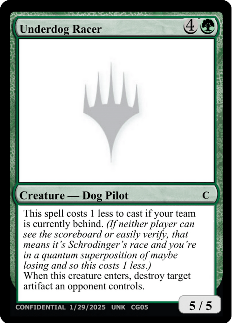 Underdog Racer [Un-Known Event Playtest Cards]