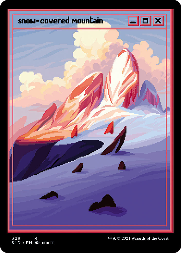 Snow-Covered Mountain (PixelSnowLands.jpg) (SLD-328) [Secret Lair Drop]