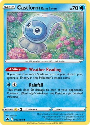 Castform Rainy Form (033/198) [SWSH06 Chilling Reign] - Common
