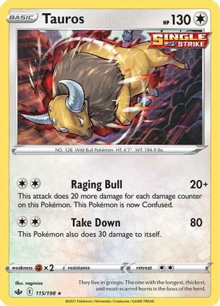 Tauros (115/198) [SWSH06 Chilling Reign] Reverse Holofoil - Holo Rare