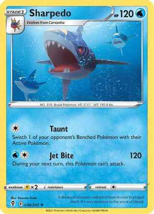 Sharpedo (036/203) [SWSH07 Evolving Skies] Reverse Holofoil - Rare