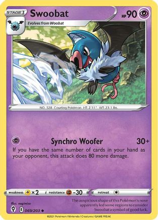 Swoobat (069/203) [SWSH07 Evolving Skies] - Uncommon