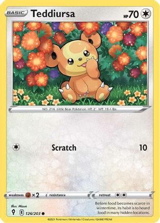 Teddiursa (126/203) [SWSH07 Evolving Skies] Reverse Holofoil - Common