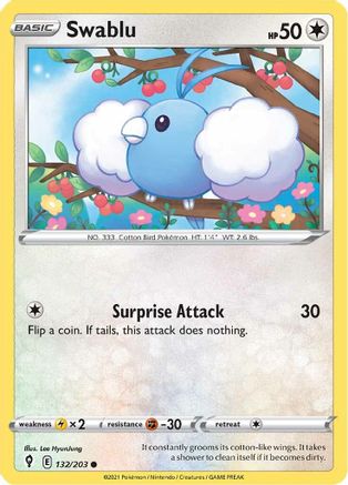 Swablu (132/203) [SWSH07 Evolving Skies] Reverse Holofoil - Common