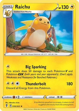 Raichu (050/203) [SWSH07 Evolving Skies] Reverse Holofoil - Holo Rare