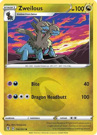 Zweilous (114/203) [SWSH07 Evolving Skies] Reverse Holofoil - Uncommon