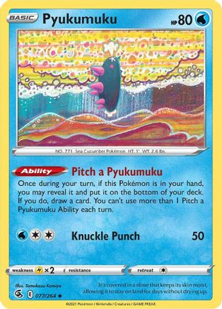 Pyukumuku (077/264) [SWSH08 Fusion Strike] Reverse Holofoil - Uncommon