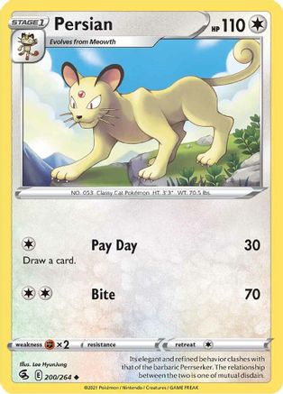 Persian (200/264) [SWSH08 Fusion Strike] Reverse Holofoil - Uncommon