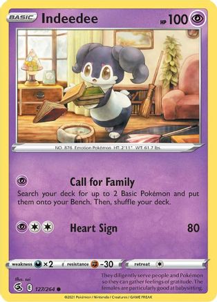 Indeedee (127/264) [SWSH08 Fusion Strike] Reverse Holofoil - Common